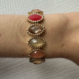 Elegant Gold , Pink and Red Gemstone Bracelet from Macys
